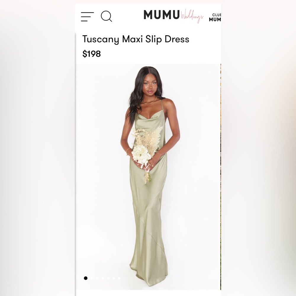 Show Me Your Mumu Tuscany Slip Dress - Moss Green Luxe Satin